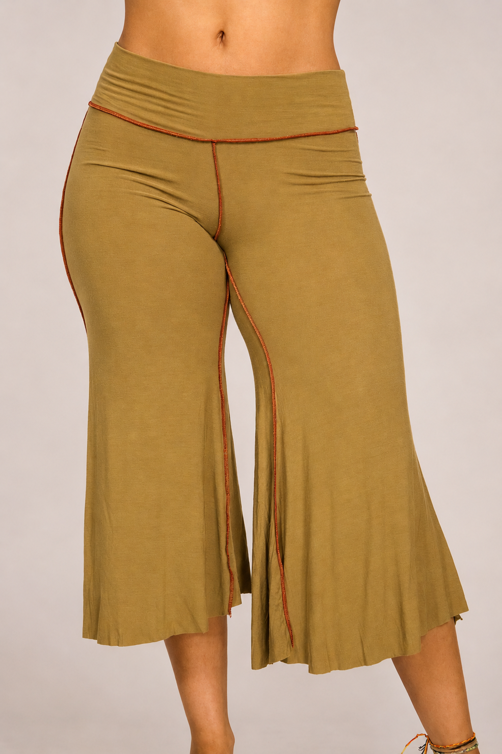 Low Rise Gaucho Pants: Taupe