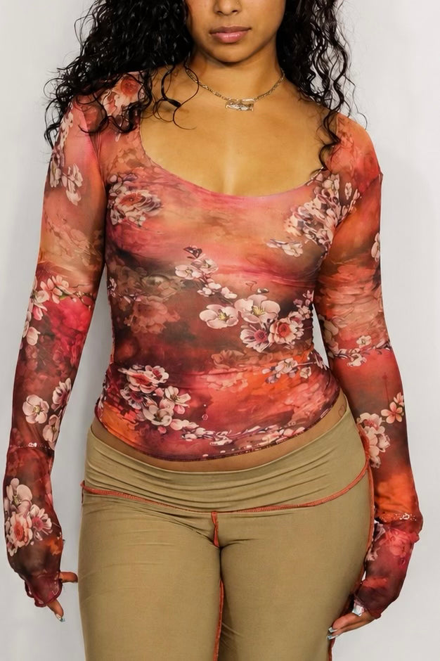 Endless Summer Floral Mesh Long Sleeve
